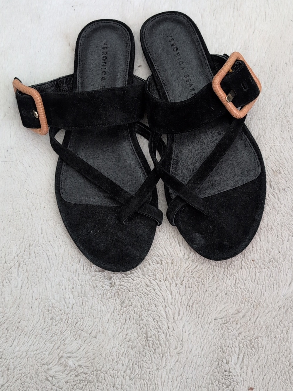 Veronica Beard Salva Crisscross Suede Black Sandal size 7.5